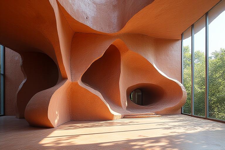 建築空間のための彫刻的な粘土インスタレーション