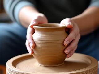 ろくろで正確な形に成形される器