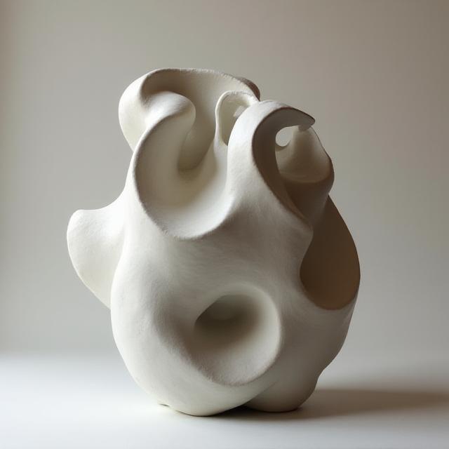 抽象的な粘土の彫刻、流れるような形