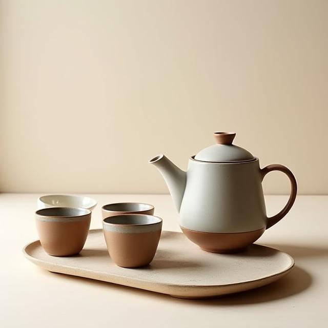 手作りのモダンなティーセット