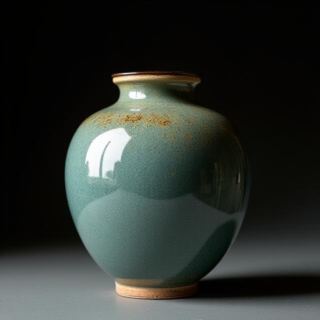 伝統的な釉薬が施された陶器の壺